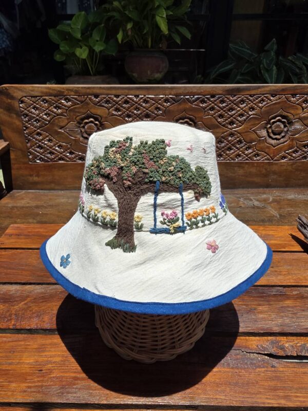 Hand-Embroidered Cotton Hat