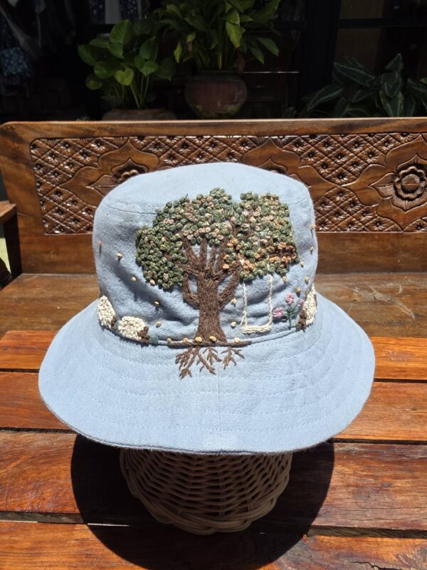 Hand-Embroidered Cotton Hat